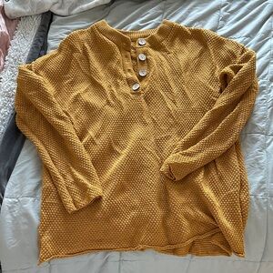 Cozy Mustard Button-Up Sweater